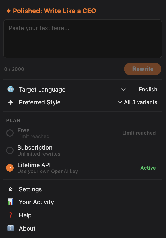 Polished Chrome extension popup